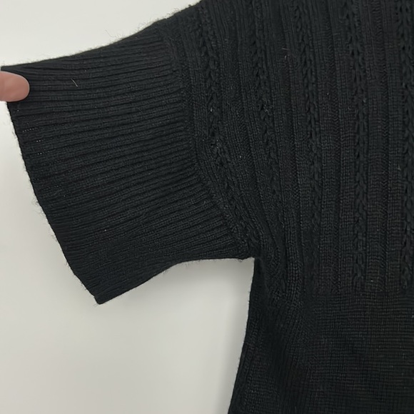 Alfani Black Knit Cowlneck Sweater Womens Sz P/S Wool Blend Short Sleeve - Picture 4 of 6